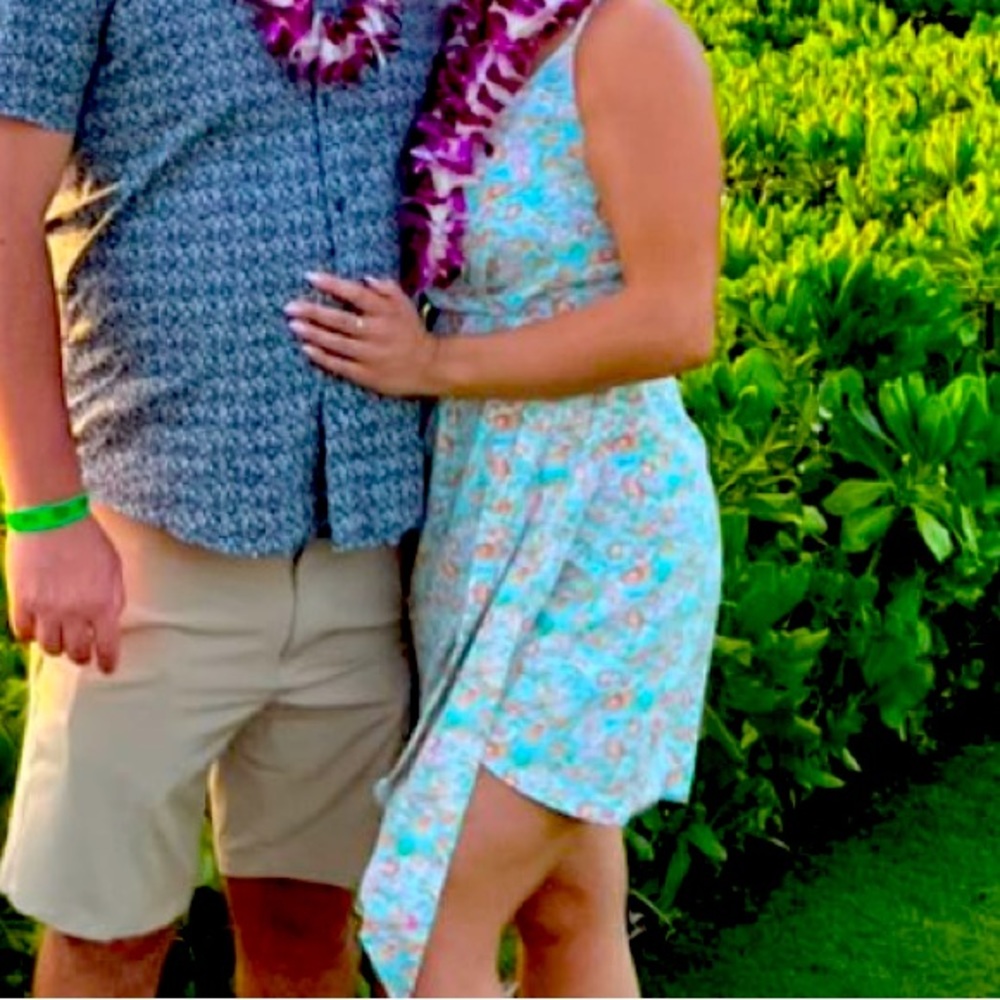 Emory Park blue/floral print slit dress